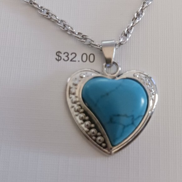 NEW Genuine Turquoise Heart Necklace by Red Velvet Bijoux - Picture 5 of 5